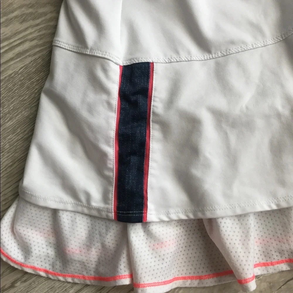 Lucky in Love Tennis Skort, Women’s Tiered White, Colorful Accent, Size Medium